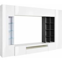 Parete da Soggiorno Mobile TV Vetrina Pensili 290 cm Bianco Report