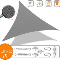 Sonnensegel Dreieckig mit Befestigung Set 3x3x3m, Grau