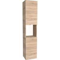 Le Quai Des Affaires – Colonne de salle de bain 2 portes – Niche – Chêne blanchi – Dimensions L35xP33xH165 cm – Meuble à fixer au mur