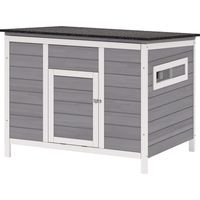 Casetta per Anatre Legno con Tetto Apribile, Finestrelle e Rampa, 93x70x72 cm