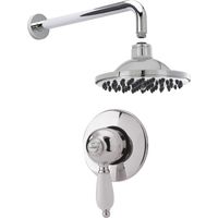 Traditional Concealed Manual Valve with Head & Arm Shower Set - Chrome/White - Balterley