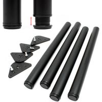 Wiltec – Lot de 4 pieds de table réglables en acier inoxydable – Hauteur 710 mm – Ø 60 mm – Finition noire mate – Plaque de montage large