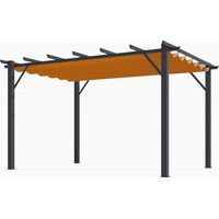 Pergola foresta gazebo in alluminio con telo retrattile colore ruggine, dimensioni 400x300x230h - Foresta