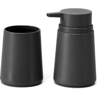 Set accessori bagno con dispenser e portaspazzolini grigio design tondo Pop