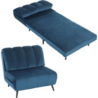 Poltrona Letto Pieghevole Trasformabile con Schienale Regolabile, Blu