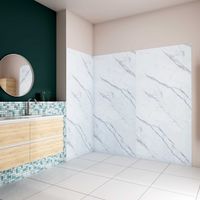 H.210 cm Pannello Doccia ad Angolo 40x90x90 cm Realizzato in Alluminio da 3 mm con Profili Finitura Bianco Alba per Rivestimento Parete Bagno