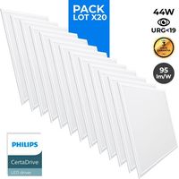 Barcelona Led – Lot de 20 panneaux LED 60x60 extra-plats – Driver Philips – Luminosité 3800 lm – UGR < 19 pour confort visuel – Installation encastrée