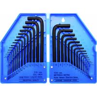 Bgs Technic – Jeu de 30 clés BTR métriques et pouces – Clés en chrome-vanadium – Hexagone intérieur – Pour espaces confinés