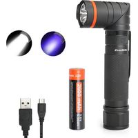 Lampe Torche Rechargeable par USB Lampe de Poche LED Puissante Étanche Lampe Torche UV 2 en 1, 90 Rotative, 3 Modes d'Eclairage Ajustable pour Réparer la Voiture, Travail,Urgence