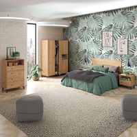 Pack Habitación Matrimonio Clim Estilo Industrial (cabecero+ 2 Mesitas+armario + Cómoda)