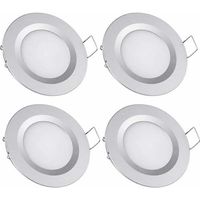 4 faretti LED da incasso da 12 V, foro da 58-65 mm, 3 W, 3200 K, faretti da incasso a soffitto per camper, barca, roulotte, furgone, yacht, bianco caldo (finitura argento)