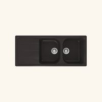 Schock – Évier granit noir 116x50 cm – 2 bacs réversibles – Évier à encastrer avec vidage manuel – Bonde et siphon inclus