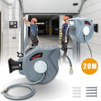 Enrouleur De Tuyau 20m Raccord Dévidoir mural enrouleur 1/4" automatique tuyau support Enrouleur de tuyau