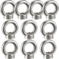 10PCS Lifting Eye Nut, Female Ring Nut for Lifting 304 Stainless Steel Pack-of-10, M8