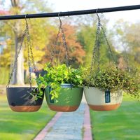 (Vert-L) Panier suspendu épais de style nordique, pot de fleurs suspendu avec absorption automatique d'eau, pour plantes d'intérieur et de balcon.