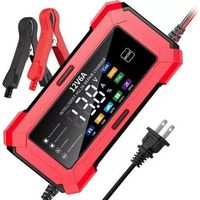 Écran couleur rouge 12V 6AChargeur 12V 6A pour batteries de voiture, batteries de moto 12V et chargeurs de batterie 12V