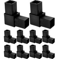 10 raccords carrés pour tubes, connecteurs en L à 2 voies-6.00X6.00X2.50CM-Black