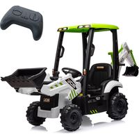 Pala eléctrica infantil – Vehículo JCB con licencia oficial – 4-en-1 con mando a distancia – Ruedas EVA – Verde
