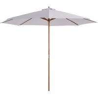 Sombrilla Terraza Exterior Ø300 cm con Techo Ventilado y Poste Desmontable de Madera para Terraza Patio Blanco