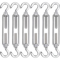 M5 Tendeur Cable Acier Inoxydable, Lot de 6 Tendeur de Fil Crochet et Crochet Réglable Heavy Duty Tension Hook & Hook pour Corde Cable Fil à Linge, Grillagefor Sun Shade Installation