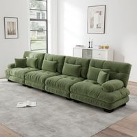 Canapé d’angle modulaire 4 places à assise profonde, canapé-lit en chenille confortablement rembourré pour salon, appartement, studio et bureau, vert