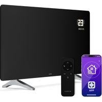 Klarstein Infrarotheizung 720W – Wandmontage & Standgerät, Thermostat, App-Steuerung, Glas-Design, IP43, Überhitzungsschutz, für Bad & Wohnzimmer, elektrische Wandheizung, Schwarz