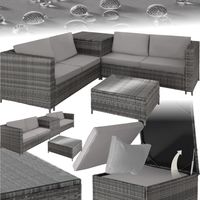 Canapé jardin 4 places, moderne, coffre, gris clair, 140x75x65,5cm