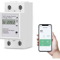 Compteur d'énergie numérique monophasé 63A 220V WiFi Mesure consommation électrique en temps réel Compatible Alexa et Google Home - AC 63 A