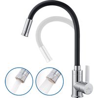 Auralum Schwarz Flexible Küchenarmatur mit 2 Strahlarten,Hochdruck Wasserhahn Küche mit 360° schwenkbarem Auslauf,Spültischarmatur Mischbatterie für Küche