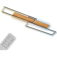 LED Deckenlampe Holz Deckenleuchte Wohnzimmer Dimmbar Fernbedienung Backlight