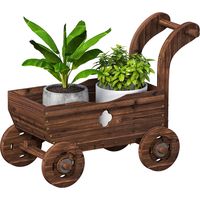 Bac à planter surélevé en bois en forme de chariot, avec 4 roues et poignée, idéal pour semis et cultures de jardin, dimensions 68 × 38 × 52 cm