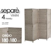 Vimini separé grau 4-panel 180x180 cm