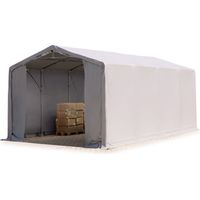 TOOLPORT Carpa almacén 5x8 m carpa industrial con 3m de altura lateral PRIMEtex PVC 2300 N ignifuga 100% impermeable gris