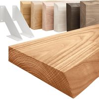 LAMO Manufaktur étagère murale en bois massif, irrégulier, étagère de rangement Vintage, bois foncé / équerre blanche 120cm, LW-01-A-004-120VW