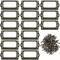 Set mit 30 Etikettenhaltern aus bronzefarbenem Metall – Abmessungen 70 x 33 mm – Schrauben zur Montage an Möbeln und Schubladen inklusive