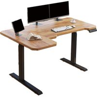 150 cm Bureau Électrique Debout en L à Double Moteur Structure en Acier Réglable en Hauteur, Ambre/Noir
