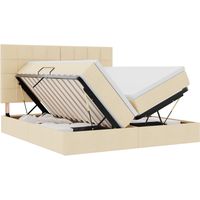 Lit double,Lit adulte,Lit avec bandes LED avec tête de lit Crème 180 x 200 cm tissu