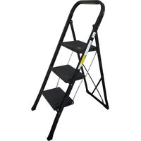Escabeau à 3 marches BM TOOLS BMT-ESC3-BLACK, Haut. de travail : 70,5 cm, se range facilement, Marches anti-dérapantes - NOIR