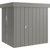 Hörmann Metall-Gerätehaus "Juno" mit Flachdach, JFD4 - Modern, 214 x 166 cm (B x T), graualuminium, mit bodentiefem Fenster, 1-flüglige Tür, Anschlag rechts