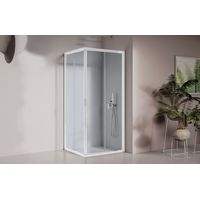 Box doccia quadrato 80x80 cm con profili in alluminio bianco opaco e finitura pannelli trasparente - America 4