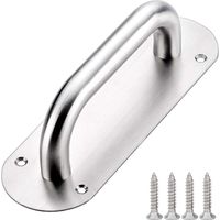 Manija de puerta corrediza de granero de acero inoxidable con placa de 65 x 200 mm, color plateado