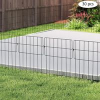 30 pieces garden fences, metal plug-in fence, garden fence, beautiful decorative fence made of iron, fence elements, decoration fence, flower bed edging, 33 x 43 cm, for gardens, yards, ponds