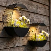 Applique murale solaire Vase à plantes Lampe d'extérieur LED Couleurs unies Métal D 25 cm, lot de 2