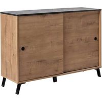 Aparador Kamet dos puertas correderas acabado roble gold/negro, 87cm(alto) 120cm(ancho) 40cm(largo)