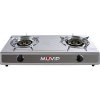 Muvip series strong 2-burner stainless steel gas cooker - piezoelectric ignition - removable cast iron burner