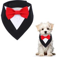 Robe de cérémonie pour chien, bandana et nœud papillon, costume pour petits chiens, tenue de mariage ajustable pour fêtes d'animaux.