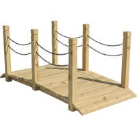 Relaxdays Garden Bridge, posts & chain railing, fir wood, for garden pond, HxWxD: 55 x 150 x 67 cm, choice of colours