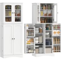Mobile Dispensa 162 cm, Credenza Cucina, Ante Soft-Close Acrilico, Ripiani, Bianco.