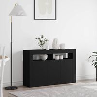 Vidaxl – Buffet noir 116 x 30 x 75 cm en bois d'ingénierie – Éclairage LED RGB intégré – Design moderne pour espaces contemporains
