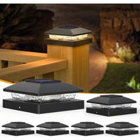 6 Lampadaires Solaires Extérieurs - Lanterne-Cap Étanche et Anti-Rouille, LED Blanc Chaud - Pour Allée, Jardin, Terrasse et Clôture